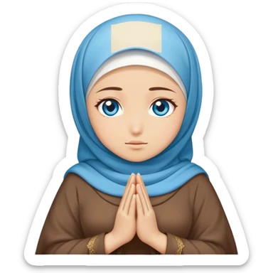 Turkish beautiful finish Konya girl blue eyes with hijab and brown stone dress dua sticker