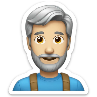 a bearded man wearing a blue mayo sticker