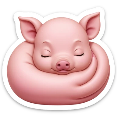 Sleeping Piglet – tiny pink pig curled up, eyes closed sticker