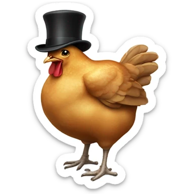 Whole roasted chicken no face with bowler hat  sticker