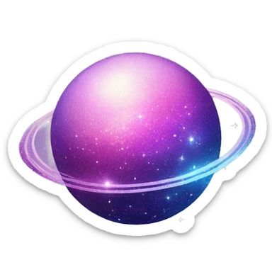 sparkly glittery blue purple and pink glitter planet with white saturn ring sticker