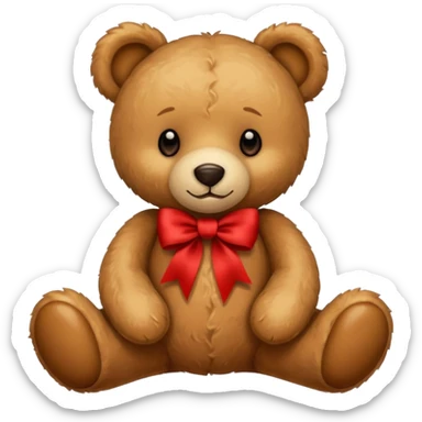teddy bear with red ribbon sticker