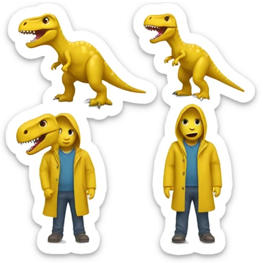 dinosaur in a yellow raincoat sticker
