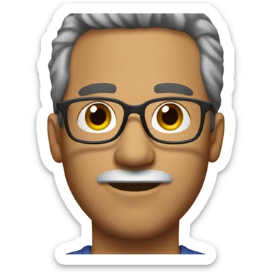 hispanic man with glasses and but chin, dark and gray hair dark brown eyes sticker