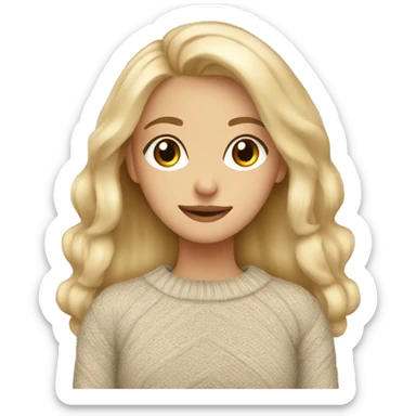 pretty blonde girl with brown eyes wearing a cozy sweater sticker