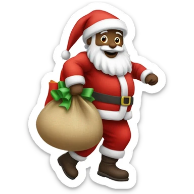 santa carrying his sack sticker