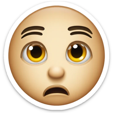 left eye wide and redish like the shocked emoji, smile mouth, right eye half open but still shocked sticker