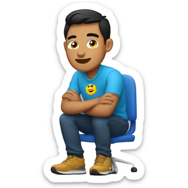 A Filipino Developer wear his Air Pods in front of his Apple Laptop sticker