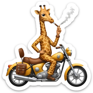 giraffe smoking a pipe riding a motorbike sticker