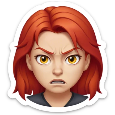 🤨+😠+👩🏼‍🦰 sticker
