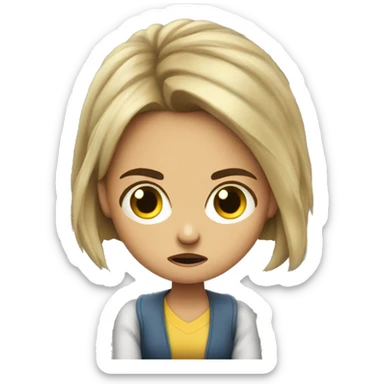 An angry girl reading book sticker