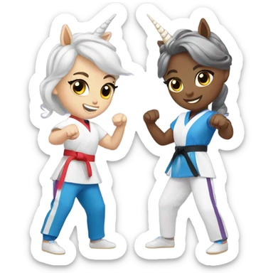 Taekwondo unicorn sisters sticker