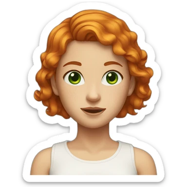 girl with ginger short hair green eyes freckles  sticker