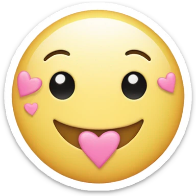 Loved up smiley emoji with light pink hearts sticker