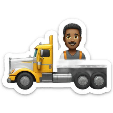 man driving an 18 wheeler truck sticker