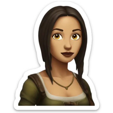 Lara Croft as Mona Lisa realistic sticker