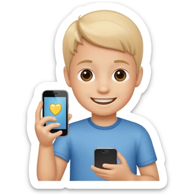 little kid holding a phone sticker