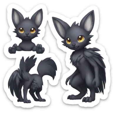 Cute cool shiny fantasy dark-shadow-themed animal hybrid Fakemon full body sticker