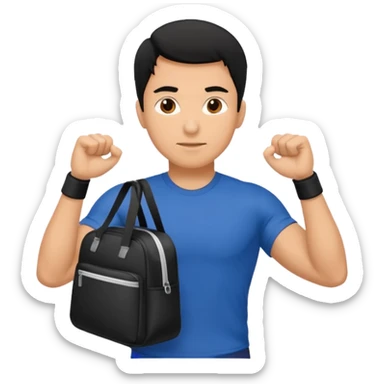 Man from backside with black hair gym back and hands holding something on both sides sticker
