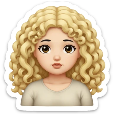 black hair blond girl with long curly hair make her little chubby sleepy symbols on her head sticker
