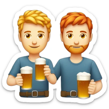a male blond and male red head programmers, drinking beer and coding sticker