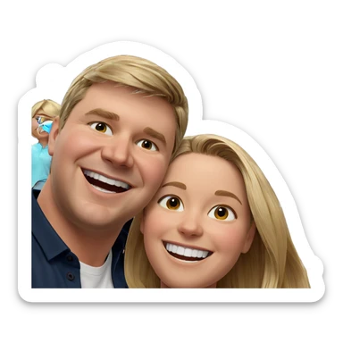 smiling blonde in white shirt sticker