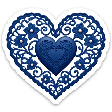 Navy blue heart lace  sticker