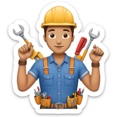a handman works at home sticker