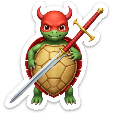 A devil in a turtle carapace add devil sword sticker