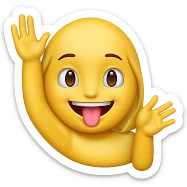Emoji with tongue out and hands to the side sticker