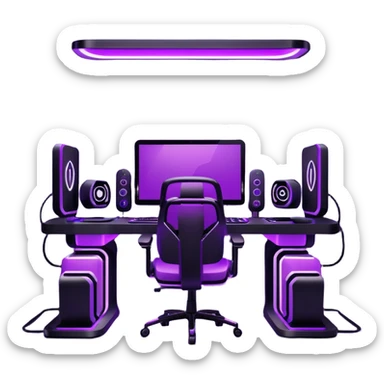 purple gaming setup sticker