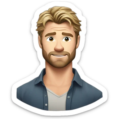 chris-hemsworth cartoon wearing shirt sticker