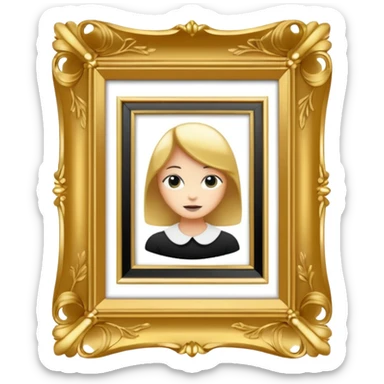 vintage black and white photo in gold fancy photo frame sticker