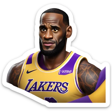 Lebron James in a lakers uniform sticker