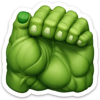 big muscular green cool hulks fist with  4 fingers sticker
