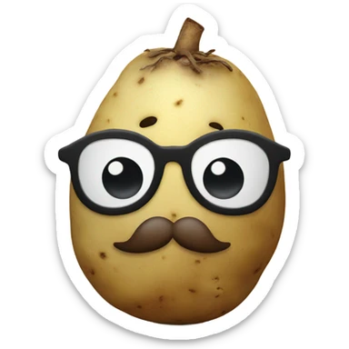 Potato with a mustache sticker