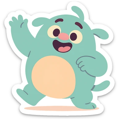 adorable gibberling character, round body, pastel colors, playful pose sticker