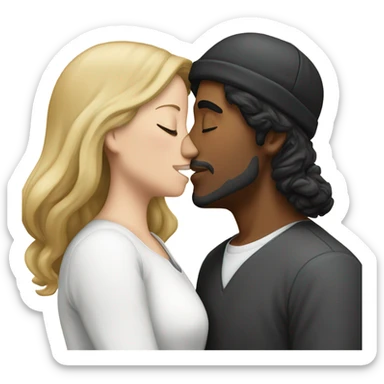 white male wearing a kippah with a black hair kissing a white female with brown and blonde hair. sticker