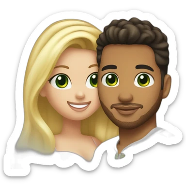 Romeo Santos with blond girl and green eyes pregnent sticker