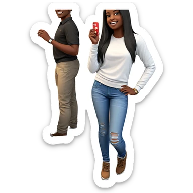 smiling girl with boys indoors sticker