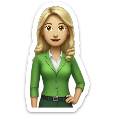 accountant  woman in green clothes sticker