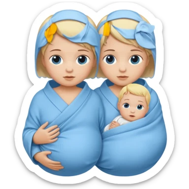 Twin swaddled babies in blue, short blonde hair sticker
