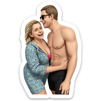 happy couple at the beach sticker