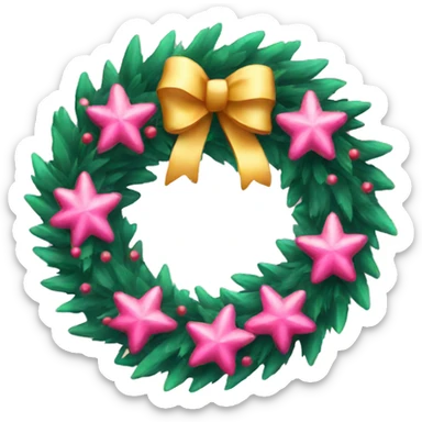 Pink Christmas wreath sticker
