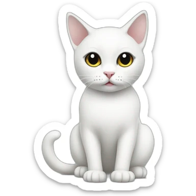 White cat with black splotches sticker