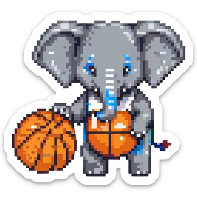 elephant playing basketball sticker
