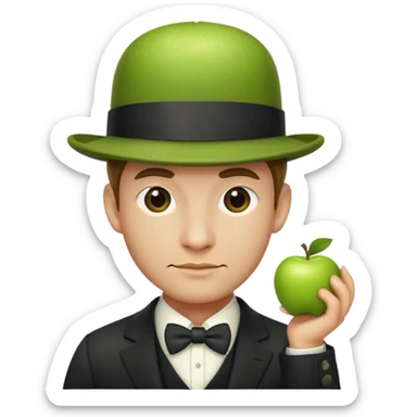 Magritte “the son of man” with green apple instead of head sticker