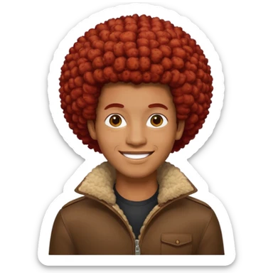 black man afro red hair sticker