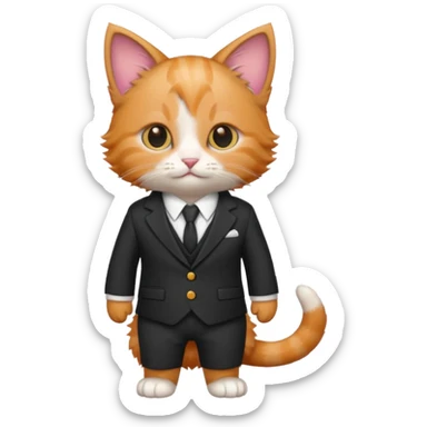 kitten wearing suit sticker