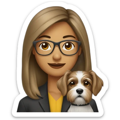 mujer pelo castaño con gafas y perro pastor alemán sticker